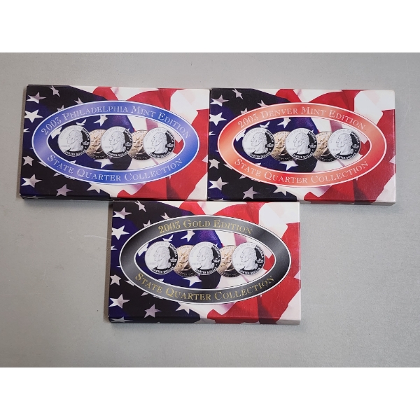 (3) 2003 State Quarter Collection Sets: Gold, Philadelphia, Denver