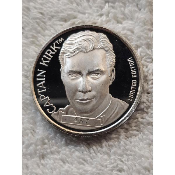 Star Trek 1991 25th Anniversary Commemorative Silver Coin - Captain Kirk - 1 Troy Oz. .9999 Silver