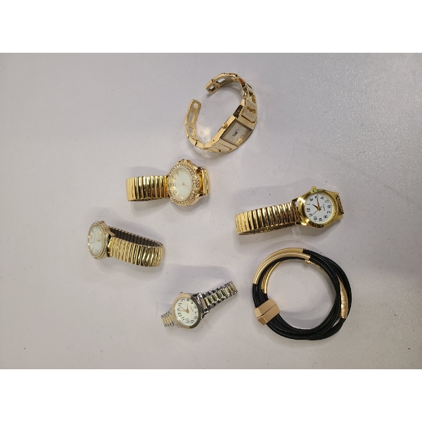 Lot of Watches - Mostly Stainless-Steel Back - Quartz - One Black and gold Colored Bracelet