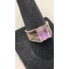 Image 4 : Mid-century Modern Style Sterling Silver & Amethyst Ring - Size 6 - Weight: 7.1g