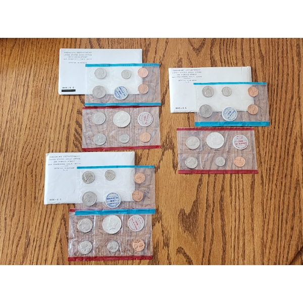 4 - United States Mint Uncirculated Coin Sets: 1969, 1968, 1968