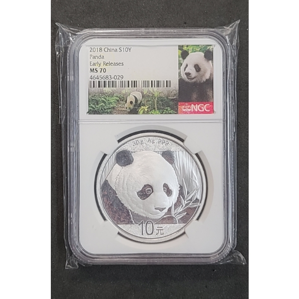NGC 2018 China Early Releases MS 70 30g 999 Fine Silver Panda Coin