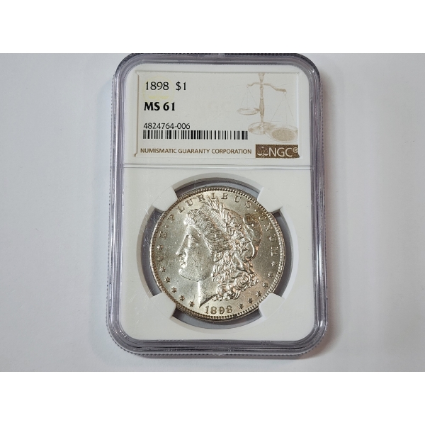 NGC MS 61 1898 90% Silver Morgan Dollar
