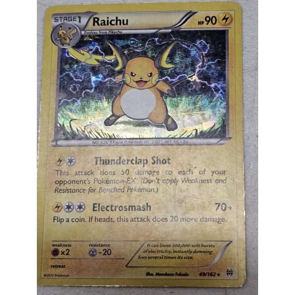 Raichu 49/162 Rare Vintage Pokemon Trading Card with Protective Sleeve