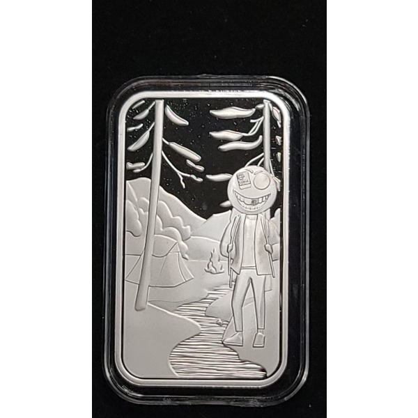 Rare Sample Limited Edition 2024 "Gone Camping" 1 Troy Oz 999 Fine Silver Bar From Mr. Silverstacker