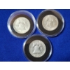 Image 2 : x3 90% Silver Franklin Half Dollars 1950, 1963, 1954; In Coin Capsules FV: $1.50