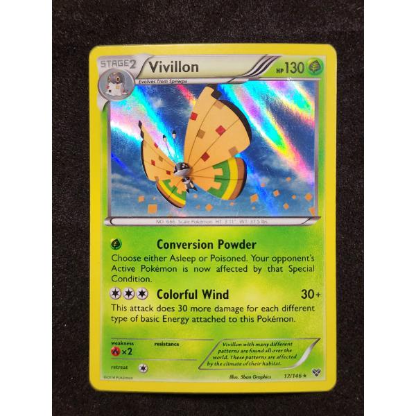 Vivillon 17/146 Holo Rare Vintage Pokemon Trading Card