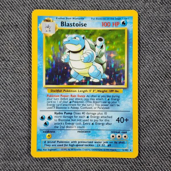 Blastoise 2/102 Holo Rare Vintage Base Set Pokemon Trading Card in Near Mint Condition!
