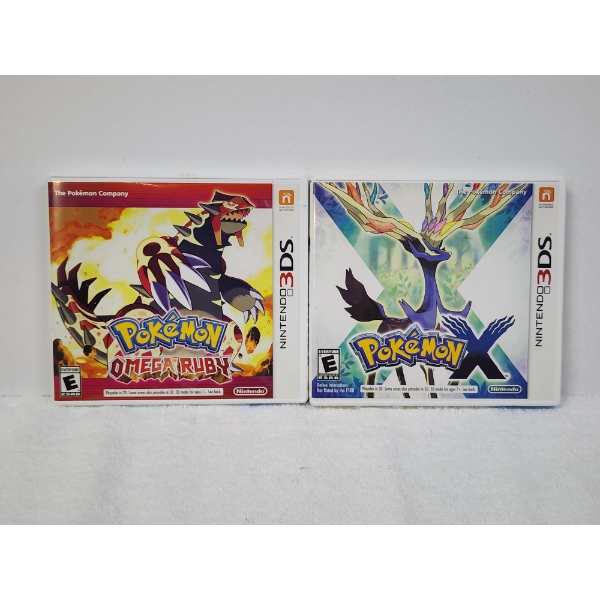 Two EMPTY Pokemon Nintendo 3DS Original Video Game Cases ~ Pokemon X & Omega Ruby ~ NO GAME CARTS!