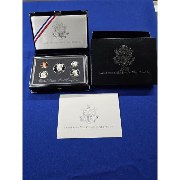 1998 United States Mint Premier Silver Proof Set - 5 Coin Set w/ Box & COA