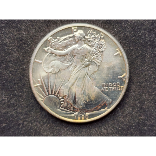 1990 American Eagle 1 Oz Fine Silver Dollar Bullion Round 