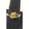 Image 1 : Women's 10K Yellow Gold Citrine And Amethyst Bypass Ring - Size 7 - Weight: 2.9g