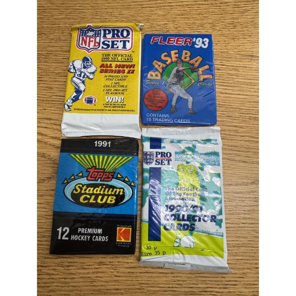4 Assorted Wax Packs Cards - Brand New 
