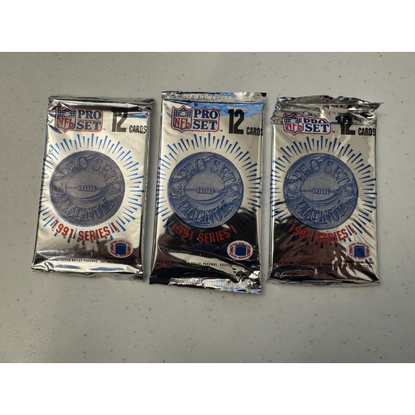 3 - 1991 Pro Set Platinum Series 1 Wax Packs - 12 Cards Per pack