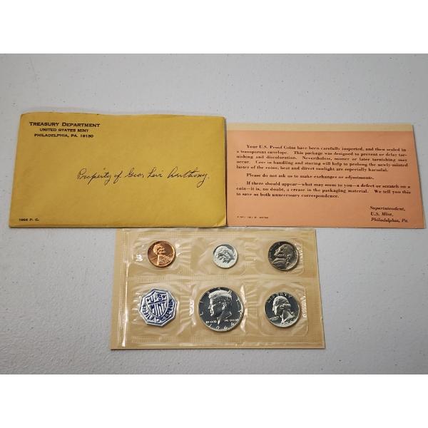 United States Mint 1964-P Silver 5-Coin Proof Set With Original Envelope