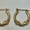 Image 2 : 14K Yellow Gold Decorative Hoop Earrings - Total Weight: 1.5g