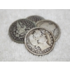 Image 1 : Four Assorted United States 90% Silver Barber Quarters ~ $1.00 Face Value!