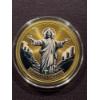 Image 1 : Founded In Jesus Christ Commemorative 24K Gold Covered Challenge Coin - Mint Condition