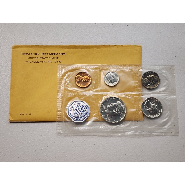 U.S. Mint 1964 Uncirculated Coin Set Including $0.85 in 90% Silver 