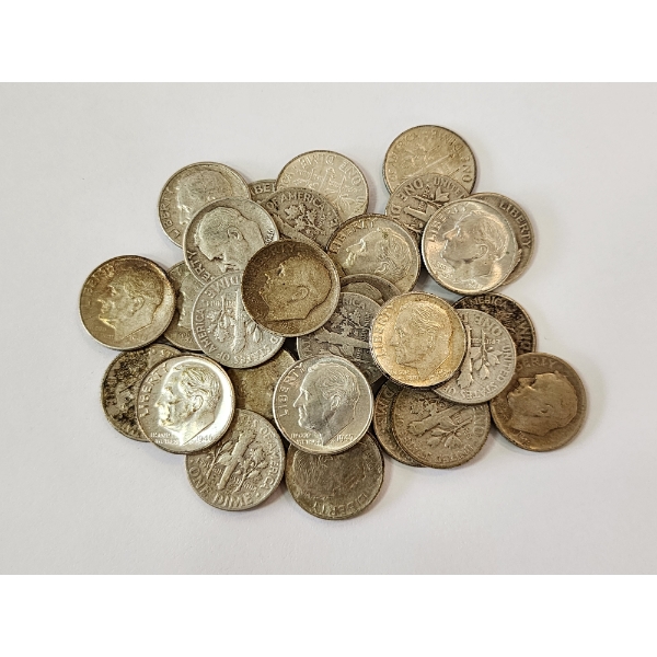 $3.00 Face Value of Assorted Years U.S. Roosevelt 90% Silver Dimes