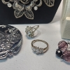 Image 5 : Lot of Assorted Silver-Tone Jewelry Items & "B" Compact Mirror