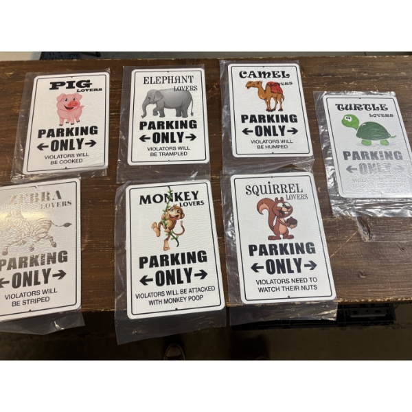 Parking Signs - 7 Total - Animals - 8x12" - Tin Signs