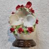 Image 1 : Vintage Capodimonte Porcelain Sculpture features Two Doves in a White Egg Adorned with Red Roses