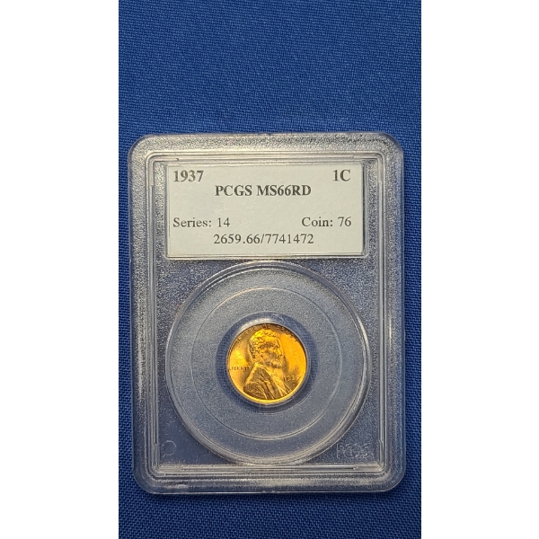 PCGS 1937 MS 66 RD Lincoln Wheat Cent 