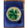 Image 1 : Lucky 4 Leaf Clover One Troy Ounce .999 Fine Silver Coin In Protective Holder - Mint Condition