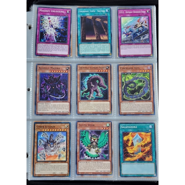 18 Asstd Yu-Gi-Oh Trading Cards Including Holo's ~ Binder Page, Various Years, Rarities & Conditions