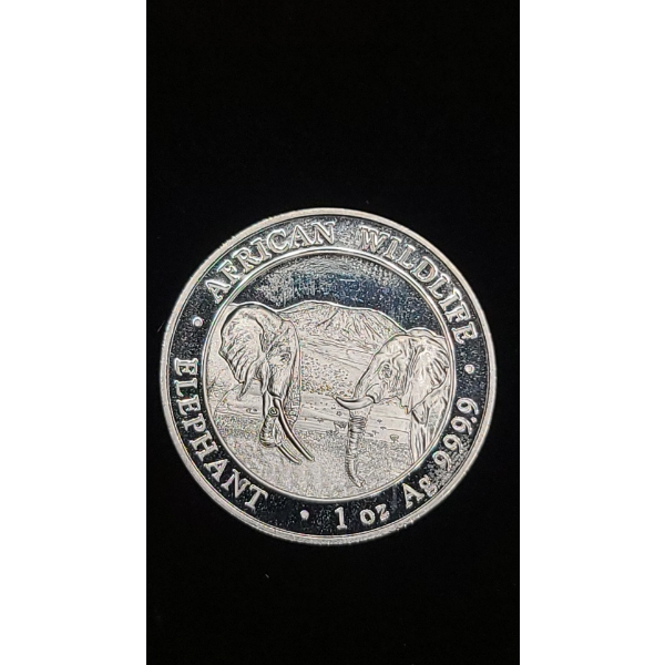 2020 Somali Republic 100 Shillings African Wildlife Elephant 1 Oz 999.9 Fine Silver Round