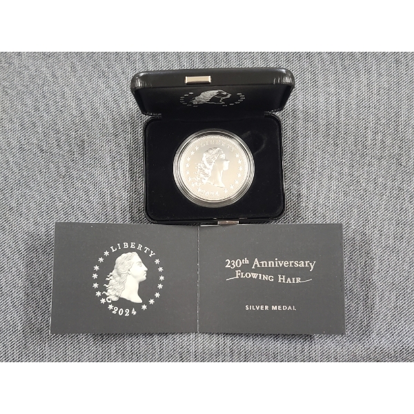 230th Anniversary Flowing Hair 2024 Silver 1 Troy Oz Medal