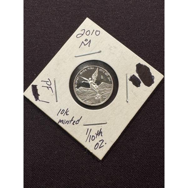 2010 Mexican Libertad 1/10 .999 Troy Oz Fine Silver Coin - Only 10K Minted