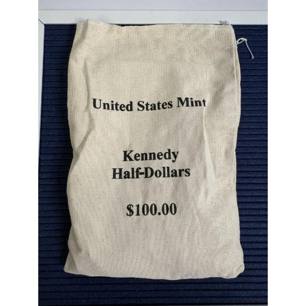 United States Mint - Unsearched and Uncounted Kennedy Half-Dollars $100.00 in Cloth Bag