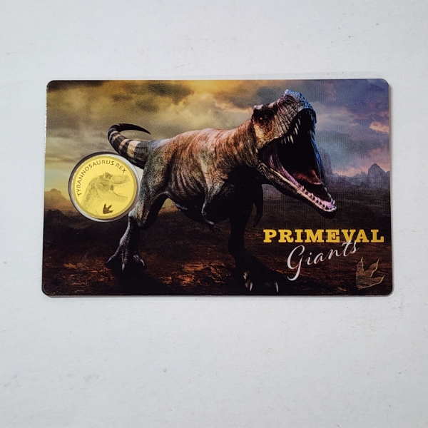 Tyrannosaurus Rex Primal Giants Gold Coin Card - 1/1000 oz .9999 Fine Gold