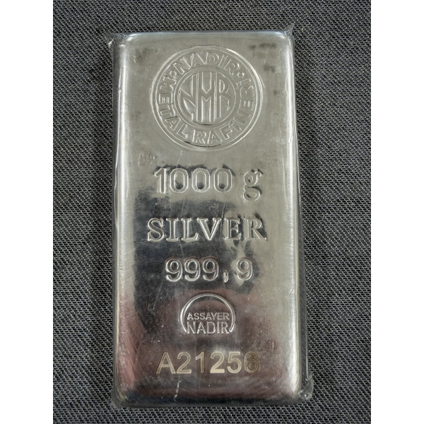 1000g (1 Kilo) .9999 Silver Nadir Metal Rafineri Bar - 1Kilo = 32.15 Toz