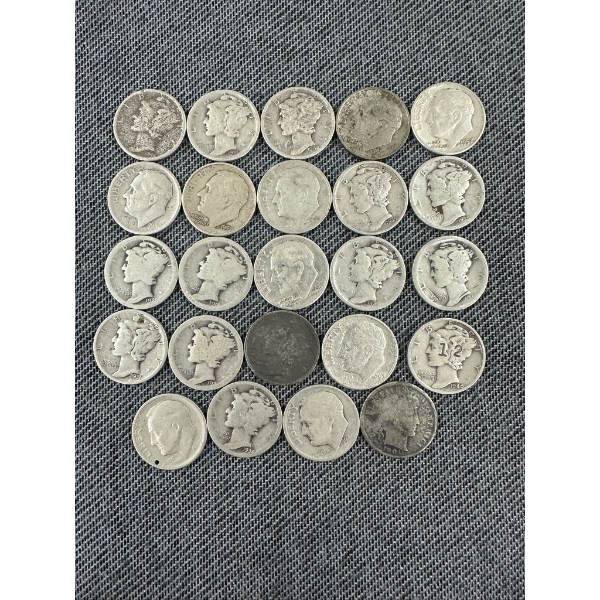 90% Silver Dimes - Barber, Mercury, & Roosevelt - $2.40 Face