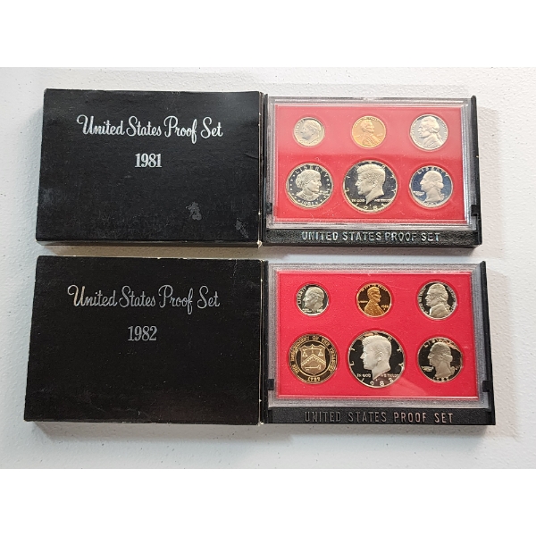 Two United States Mint Proof Sets In Original Packaging: 1981 & 1982