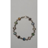 Image 2 : Vintage Sterling Silver Multi-Color Cat's Eye Glassr Link 7" Bracelet - Weight: 7.6g