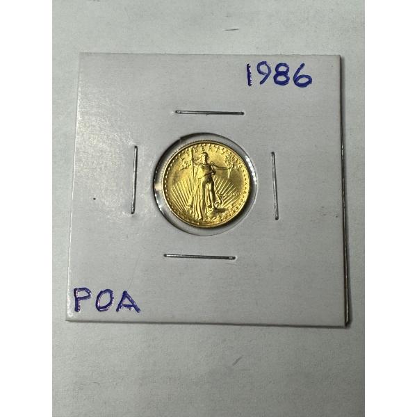 1986  1/10 Ounce Gold American Eagle Coin - .999 Fine Gold - Mint Condition
