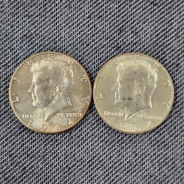 Two 1964 United States 90% Silver Kennedy Half Dollars ~ $1.00 Face Value