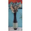 Image 3 : 2 Pc 16" Vase With Florals & Metal Decor Art ( 19" Blazing Star On Stand)