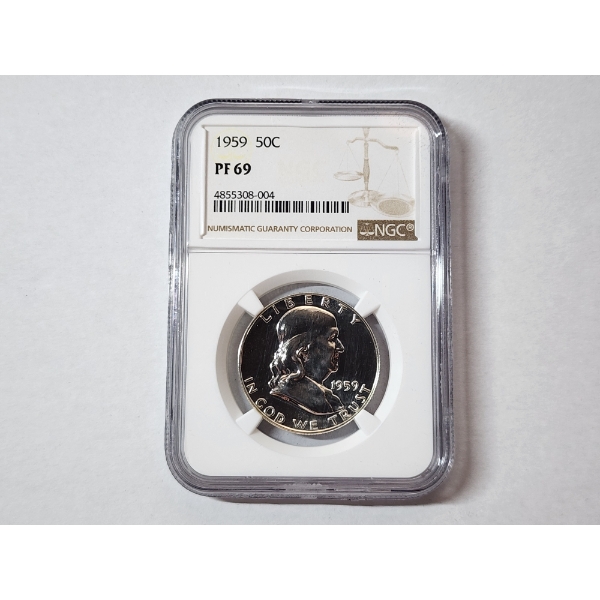1959 Franklin Half Dollar 90% Silver - NGC PF 69