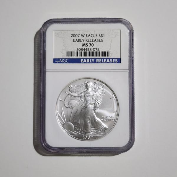 NGC MS70 Graded 2007-W Silver 1 Oz American Eagle Early Releases ~ WEST POINT MINT!