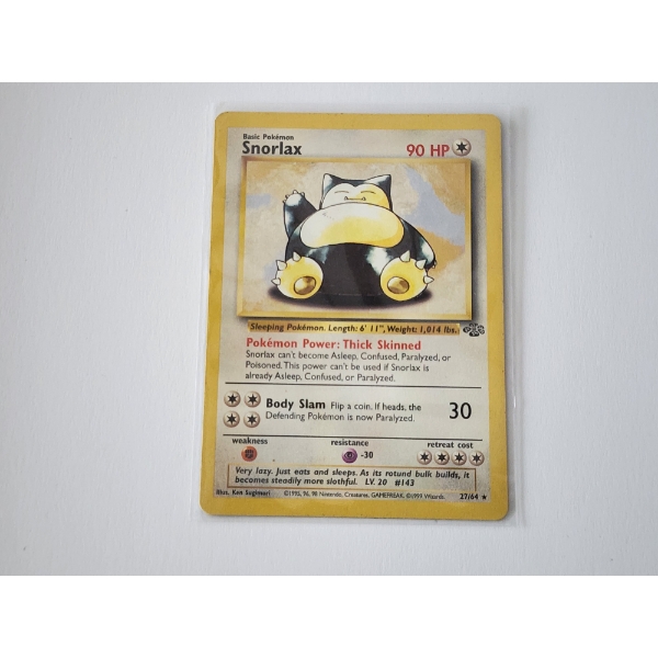 Vintage 1999 Pokemon Trading Card - Snorlax Holo #27/64 - In Sleeve