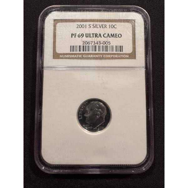 2001 Ultra Cameo United States Roosevelt Silver Dime - Proof 69  - Exceptional Condition