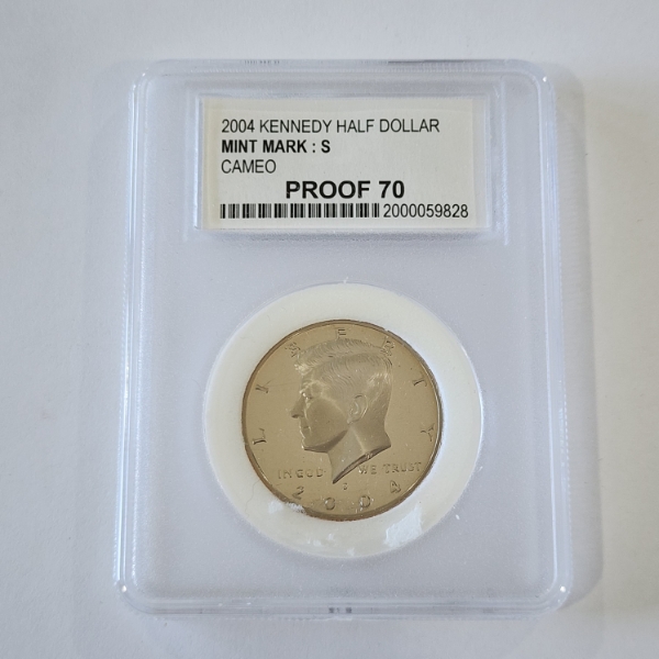 90% Silver U.S. 2004-S Kennedy Half Dollar Graded by PCC CAMEO PROOF 70