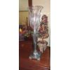 Image 1 : Tall Spelter & Crystal Hurricane Candle Lamp - Very Heavy App 18"