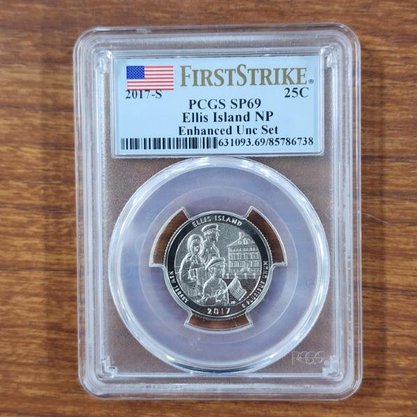 PCGS SP69 Graded First Strike 2017-S Ellis Island NP Enhanced Unc Set United States Quarter