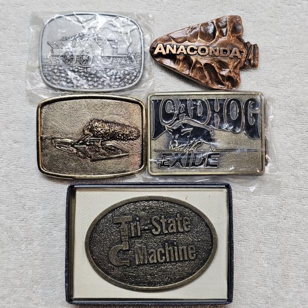 Six Vintage Promotional, Safety Award, and Commemorative Belt Buckles